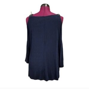 Chico's Blue Off-the-Shoulder Sweater